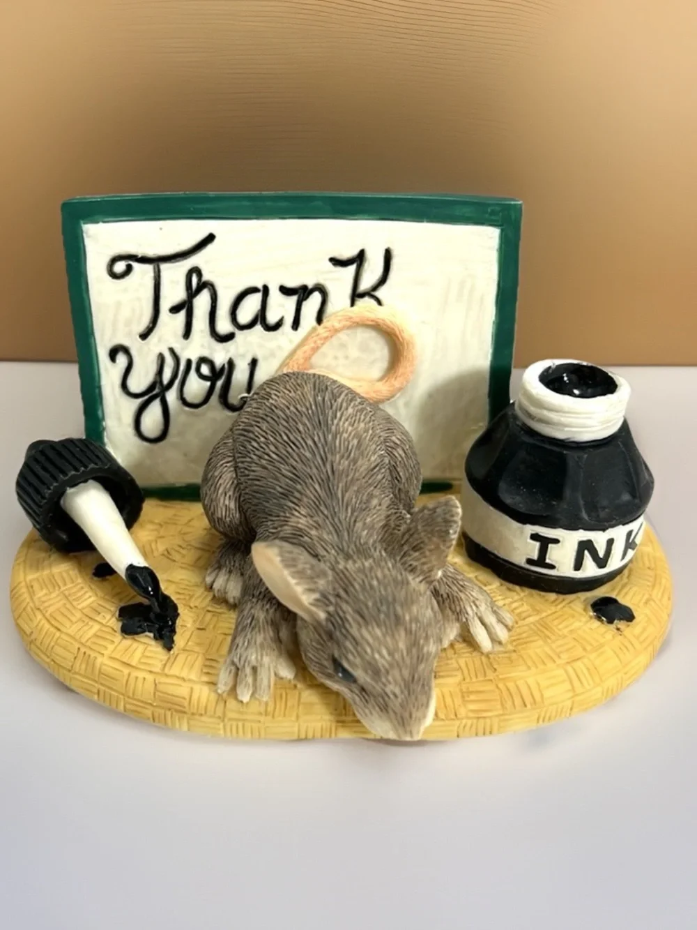 🐁 CHARMING TAILS “Thank You!” 98/700 MOUSE FIGURINEWITH INK BOTTLE - DECORATIVE